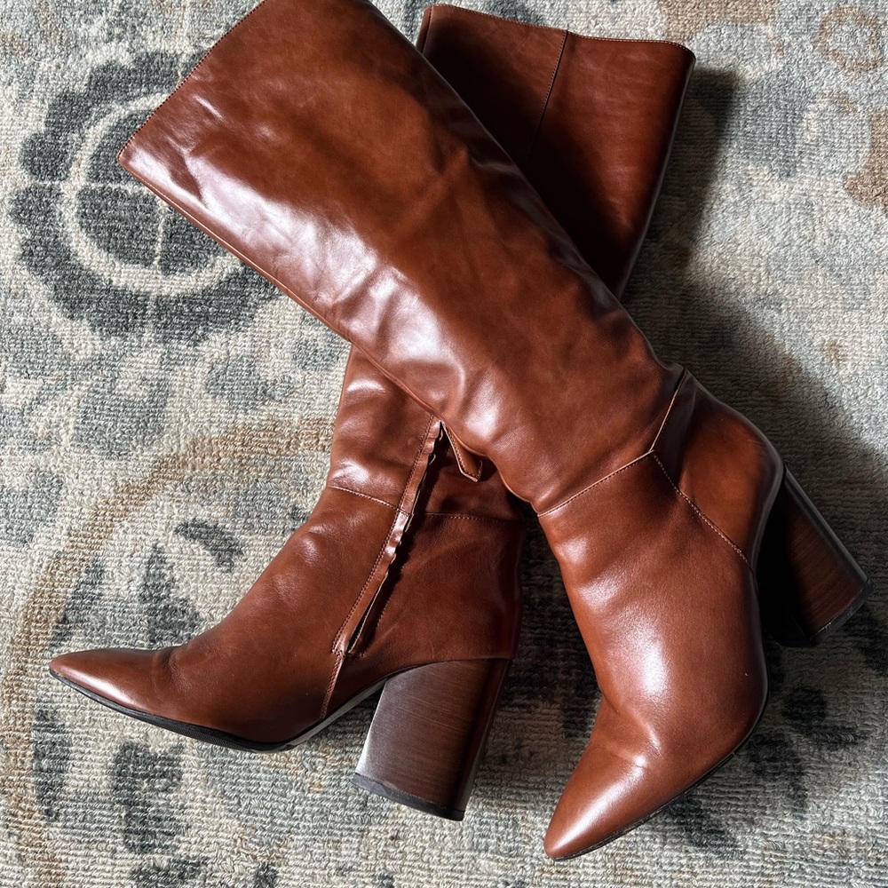 Massimo Dutti Chestnut Heeled Boots